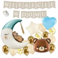 Balony i akcesoria - Zestaw WITAJCIE W DOMU - BOHO + księżyc niebieski MIŚ BALONY na powitanie dziecka - miniaturka - grafika 1