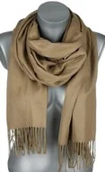 Apaszki i szaliki damskie - Szalik damski JEDNOKOLOROWY z frędzlami RE-19-44 brązowy - miniaturka - grafika 1
