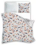 Pościel - Faro Pościel z mikrofibry 160x200 Harmony 15 liście szara pomarańczowa - miniaturka - grafika 1