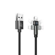 Kable USB - USAMS Kabel pleciony obrotowy U60 2A Lightning czarny/black 1m SJ476USB01 (US-SJ476) - miniaturka - grafika 1