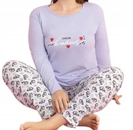 Piżamy damskie - Damska piżama z długim rękawem i długimi spodniami 4XL bawełniana 5326 - miniaturka - grafika 1