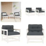 Fotele i krzesła ogrodowe - vidaXL Krzesła ogrodowe z poduszką 2 szt. Biała lita sosna - Krzesło ogrodowe - Krzesła ogrodowe - Krzesło ogrodowe - Krzesło ogrodowe - Krzesło tarasowe - miniaturka - grafika 1