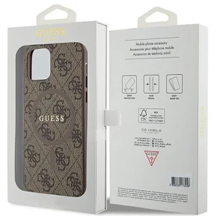 Etui Guess GUHMP12MG4GFRW Apple iPhone 12 / 12 Pro hardcase 4G Collection Leather Metal Logo MagSafe brązowy/brown - Etui i futerały do telefonów - miniaturka - grafika 9
