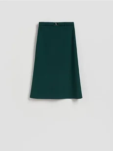 Reserved - Spódnica midi z paskiem - ciemnozielony - Spódnice - miniaturka - grafika 1