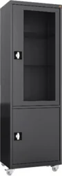 MDW/1k.9005 mobilna szafa lekarska 1-skrzydłowa 2-komorowa czarna na kołach - Meble i wyposażenie gabinetów medycznych - miniaturka - grafika 1