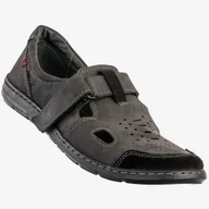 Półbuty męskie - Półbuty Męskie Skórzane Buty Na Rzep Wygodne Czarne Fox 0382 Czarny 40 - miniaturka - grafika 1