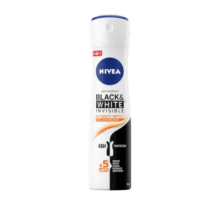 Nivea BLACK WHITE INVISIBLE ULTIMATE IMPACT 5IN1 DEZODORANT SPRAY 150ML - Dezodoranty i antyperspiranty dla kobiet - miniaturka - grafika 2