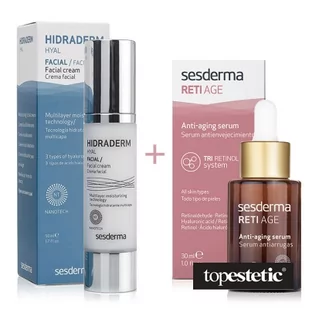Sesderma Hidraderm Hyal Cream + Reti Age Serum ZESTAW Krem do twarzy 50 ml + Serum przeciwzmarszczkowe 30 ml - Zestawy kosmetyków damskich - miniaturka - grafika 1