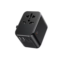 Pozostałe akcesoria do telefonów - WEKOME WP-U03 Pop Digital Series - Ładowarka / Adapter podróżny EU / UK / US / AU + 3x USB-C & 2x USB-A 30W (Czarny) - miniaturka - grafika 1