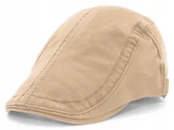 Czapki męskie - Kaszkiet Męski Czapka Bawełniana Casual Jasnobeżowy - miniaturka - grafika 1
