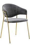 Krzesła - King Home Krzesło z podłokietnikami NAOMI ciemny szary welur, podstawa złota KH1201100127.GOLD - miniaturka - grafika 1