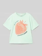 Koszulki dla dziewczynek - T-shirt o kroju relaxed fit z czystej bawełny z nadrukiem z przodu - miniaturka - grafika 1