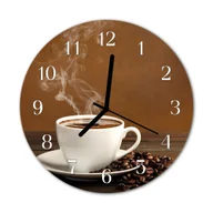 Naklejki na drzwi i meble - Zegar szklany okrągły Kawa - miniaturka - grafika 1