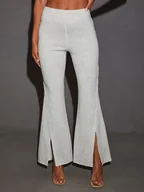 Spodnie damskie - Milan Kiss Spodnie w kolorze jasnoszarym - miniaturka - grafika 1