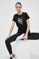 Koszulki sportowe damskie - Puma t-shirt bawełniany kolor czarny - miniaturka - grafika 1
