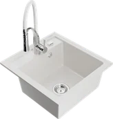 Zlewozmywaki z baterią - Mexen Vito zlewozmywak granitowy 1-komorowy z baterią kuchenną Aster, biały - 6503-20-73450-02 - miniaturka - grafika 1