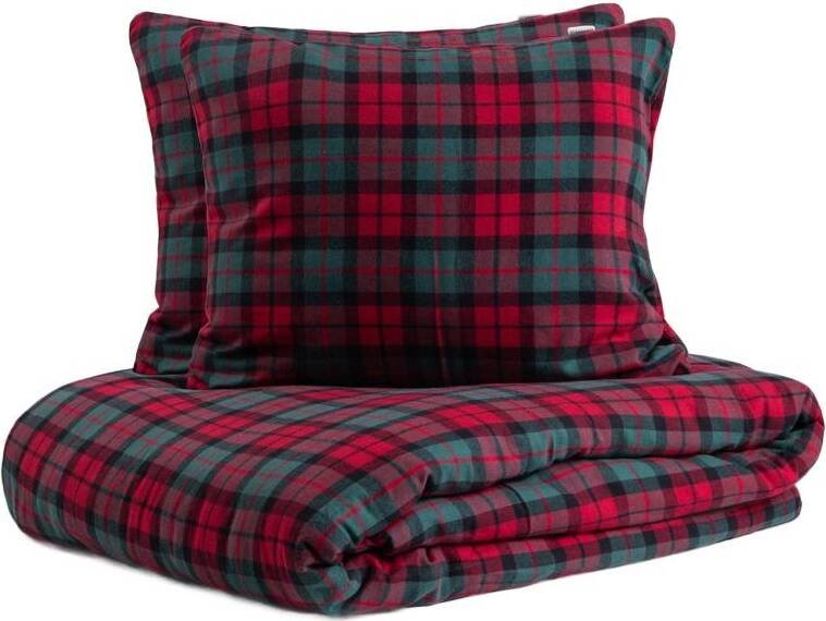 HOMLA Pościel TARTAN flanelowa czerwona w kratę 160x200 + 2*50x60 cm