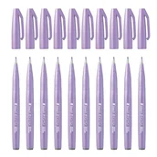 Długopisy - Pentel SES15C-V3X Brush Sign Pen jasnofioletowy, długopis z włókien, końcówka przypominająca pędzel, 10 sztuk - miniaturka - grafika 1