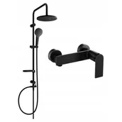 Baterie umywalkowe - Mexen Erik zestaw prysznicowy natynkowy z deszczownicą i baterią prysznicową Zero, czarny - miniaturka - grafika 1