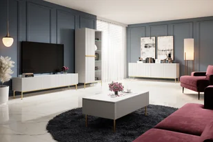 Witryna Nicole - biały mat / złote nóżki - Witryny - miniaturka - grafika 6