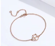 Bransoletki - Bransoletka Celebrytka Z Łańcuszkiem Rose Gold 925 Koty - miniaturka - grafika 1