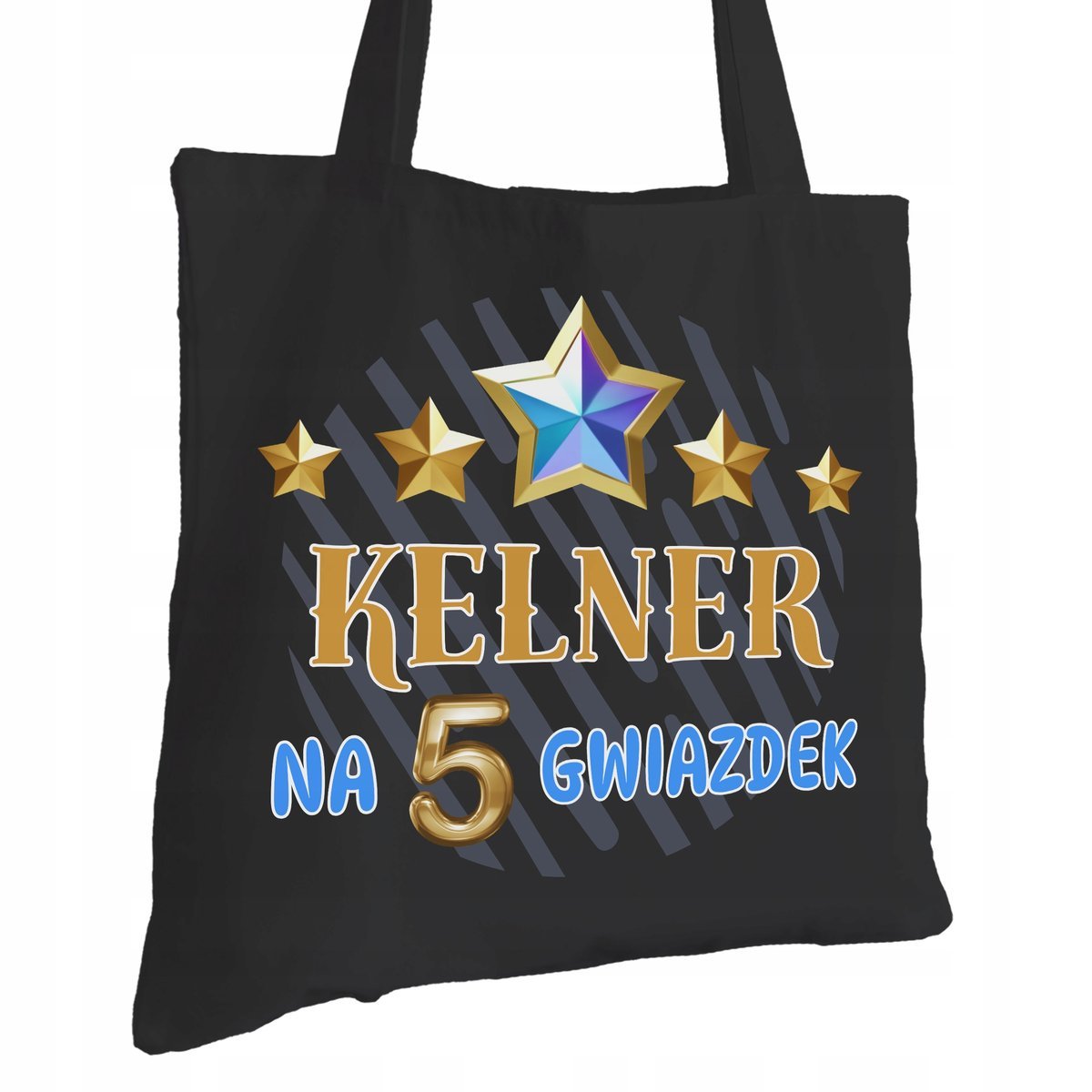 Torba Bawełniana dla Kelnera Czarna Na Prezent Ekologiczna Trwały Nadruk