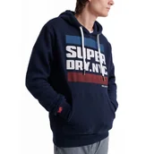 Bluzy męskie - Bluza męska Superdry Nyc Tab z kapturem dresowa granatowa-L - miniaturka - grafika 1
