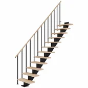 Schody strychowe - Schody modułowe proste czarne Hamburg stopnie Dębowe olejowane 13 sztuk Dolle - miniaturka - grafika 1