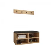 Meble do przedpokoju - Garderoba szafka na buty z tapicerowanym siedziskiem meble do przedpokoju MIRO dąb craft złoty biały - miniaturka - grafika 1