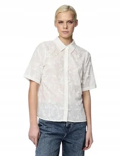 Pieces Biała Ażurowa Koszula z Krótkim Rękawem i Haftem Kwiatowym XS Dri - Koszule damskie Pieces Biała Ażurowa Koszula z Krótkim Rękawem i Haftem Kwiatowym XS Dri - Koszule damskie - miniaturka - grafika 1