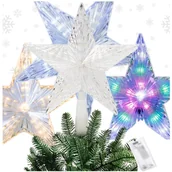 Ozdoby bożonarodzeniowe - ŚWIECĄCA GWIAZDA NA CHOINKĘ CZUBEK LED OZDOBA DWUSTRONNA BOŻE NARODZENIE wiele kolorów - miniaturka - grafika 1