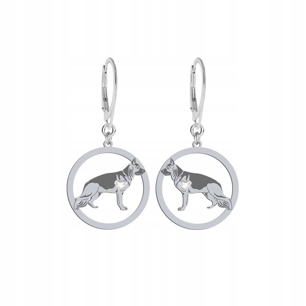 Kolczyki Srebrne Owczarek Niemiecki 925 Biżuteria Prezent GRAWER GRATIS