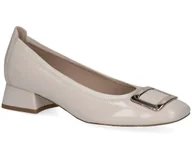 Czółenka - Czółenka damskie Caprice 22300 skórzane beżowe eleganckie na obcasie -37,5 - miniaturka - grafika 1