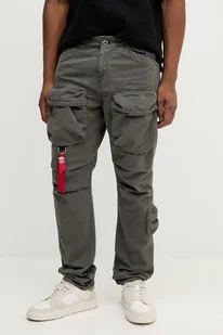 Alpha Industries spodnie bawełniane męskie kolor szary w fasonie cargo 148207.684 - Spodnie męskie - miniaturka - grafika 1