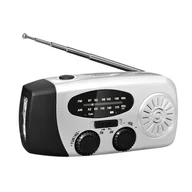 Radia - Radio awaryjne z korbką i latarką LED, przenośne radio NOAA AM/FM z powerbankiem 2000 mAh, srebrno-szare - miniaturka - grafika 1