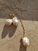 Zestawy biżuterii dla kobiet - Komplet biżuterii z pereł barokowych - kolczyki i naszyjnik - miniaturka - grafika 1