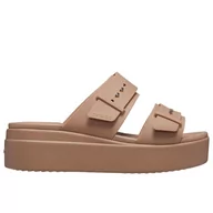 Klapki i japonki damskie - Klapki Crocs Brooklyn Buckle 207431-2Q9 - beżowe - miniaturka - grafika 1