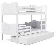 Łóżka dla dzieci i młodzieży - Łóżko piętrowe 190x80  białe MAX 3-osobowe - miniaturka - grafika 1