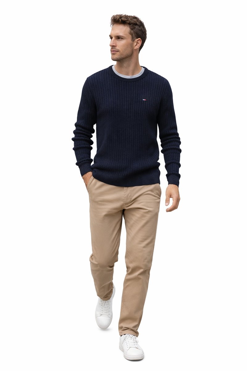 TOMMY HILFIGER SWETER MĘSKI GRANATOWY BAWEŁNIANY Z LOGO L I3A