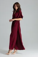Sukienki - Luźna sukienka maxi - sukienka z rękawem kimono - bordowa - rozmiar XL - miniaturka - grafika 1
