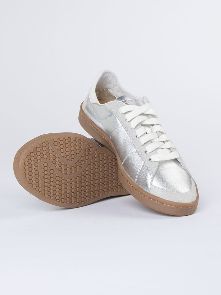 JOLANA & FENENA Skórzane sneakersy w kolorze srebrnym