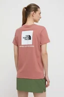 Koszulki sportowe damskie - The North Face t-shirt bawełniany damski kolor różowy - miniaturka - grafika 1