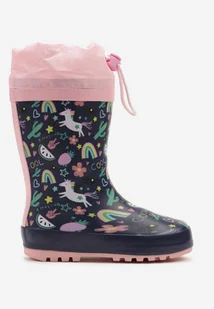 Granatowe Kalosze z Bajkowym Wzorem Iffeva - Kalosze damskie - miniaturka - grafika 1