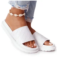 Klapki i japonki damskie - Klapki Damskie Na Platformie Big Star HH274683 Białe - miniaturka - grafika 1