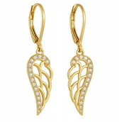 Kolczyki - ZŁOTE KOLCZYKI DAMSKIE SKRZYDŁA Z CYRKONIAMI - miniaturka - grafika 1
