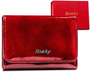 Portfele - Lakierowany portfel damski z ochroną RFID Protect — Rovicky - grafika 1