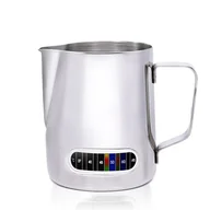 Dzbanki i imbryki - spieniacz do mleka 12/20 uncji ze wskaźnikiem temperatury, dzbanek ze stali nierdzewnej do spieniania mleka, dzbanek do latte art barista - miniaturka - grafika 1