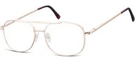 Okulary korekcyjne, oprawki, szkła - Pilotki zerówki Okulary Oprawki metalowe korekcyjne złote 792C - miniaturka - grafika 1