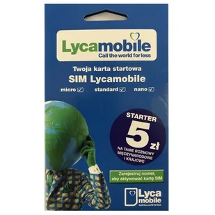 Lycamobile Starter Lycamobile 5 zł - Startery i doładowania - miniaturka - grafika 1