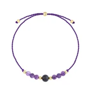 Bransoletki - Bransoletka zodiakalna Wodnik ametyst i turmalin na sznurku - miniaturka - grafika 1